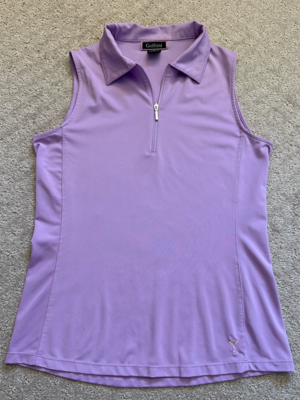Golftini Purple Sleeveless Zip Polo Golf Top Stretch Athletic Chic Small Preppy